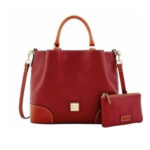 Dooney & Bourke Pebble Grain Brenna red satchel and wallet large bag